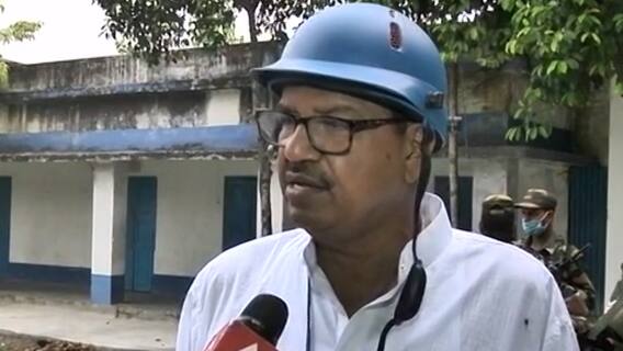 Interesting visuals from West Bengal Elections, TMC candidate wears helmet inside the polling booth