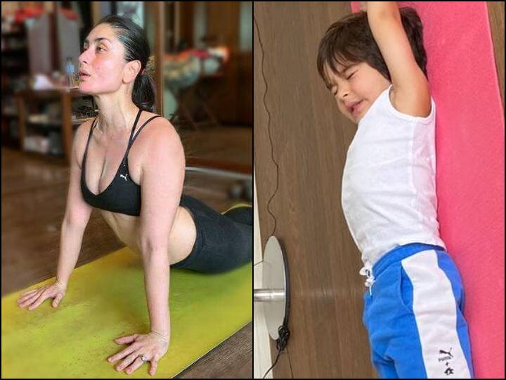 Taimur Ali Khan Stretching In Yoga Mat Kareena Kapoor Khan Posts With Funny Caption Kareena Kapoor Khan Shares Adorable Post Of Taimur Ali Khan Enjoying 'Lockdown Yoga'