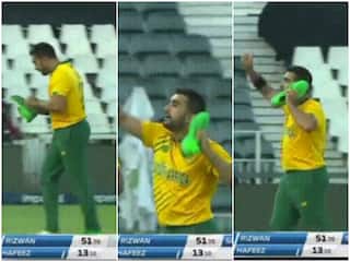 Watch: Tabraiz Shamsi's Peculiar 'Shoe-Phone' Celebration After Taking Wickets Against Pakistan