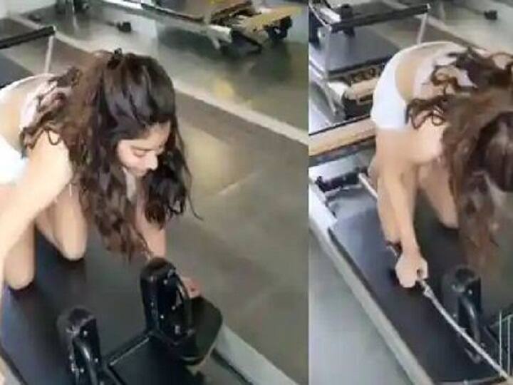 bollywood actress janhvi kapoor sings song sheila ki jawani during tough workout at gym funny video viral on instagram जिम में वर्कआउट करते हुए जब Janhvi Kapoor अचानक गाने लगीं 'शीला की जवानी', वीडियो वायरल