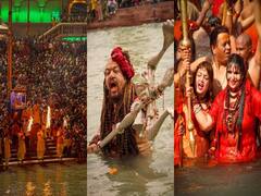 हरिद्वार: तीसरे  शाही स्नान पर निरंजनी अखाड़े ने पानी के अंदर और बाहर दिखाए जमकर करतब, देखें तस्वीरें