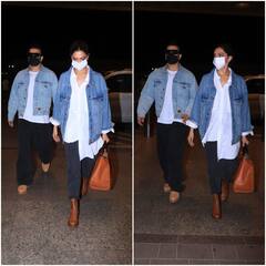 एक दूसरे का हाथ थामें और मैचिंग ड्रेस में एयरपोर्ट पर नज़र आए Ranveer और Deepika, देखें तस्वीरें