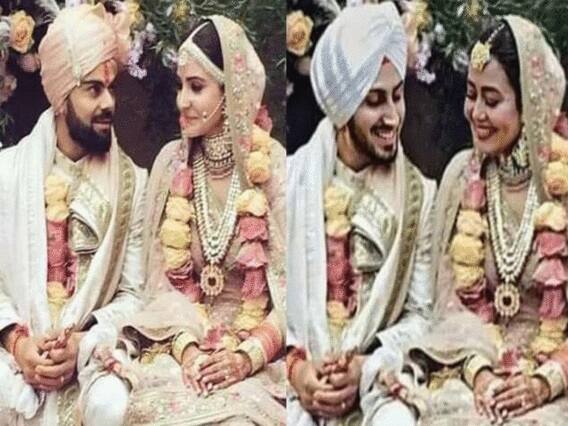 बर्‍याच ठिकाणी नेहा कक्कर आणि रोहनप्रीतने अनुष्का आणि विराटसारख्या पोज दिल्या आहेत. (Photo Credit - Social Media))