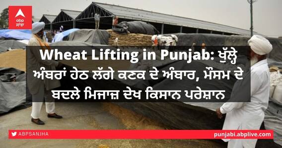 Wheat Lifting in Punjab: ਪੰਜਾਬ 'ਚ ਅਸਮਾਨ ਹੇਠ ਕਣਕ ਦੇ ਲੱਗੇ ਢੇਰ ਵੇਖ ਕਿਸਾਨ ਪ੍ਰੇਸ਼ਾਨ, ਮੌਸਮ ਦੀ ਪੈ ਰਹੀ ਮਾਰ Wheat Lifting in Punjab: ਪੰਜਾਬ 'ਚ ਅਸਮਾਨ ਹੇਠ ਕਣਕ ਦੇ ਲੱਗੇ ਢੇਰ ਵੇਖ ਕਿਸਾਨ ਪ੍ਰੇਸ਼ਾਨ, ਮੌਸਮ ਦੀ ਪੈ ਰਹੀ ਮਾਰ