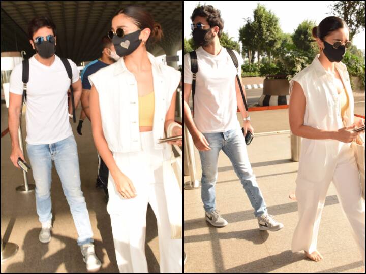 Alia Bhatt Ranbir Kapoor Spotted In Matching Outfits At Airport