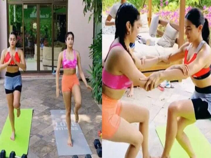 Sara Ali Khan Share a video on her Instagram account Maldives Janhvi Kapoor Maldives में वर्कआउट सेशन के दौरान दिखा Sara Ali Khan और Janhvi Kapoor का खास बॉन्ड, देखें Video