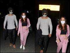 PICS: Varun Dhawan Returns To Mumbai With Wife Natasha Dalal After Wrapping Up Arunachal Pradesh Schedule Of 'Bhediya'
