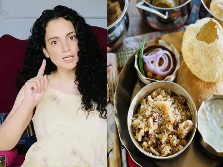 Bollywood actress kangana ranauts troll on seeing onion in prasads plate actress gives a this reply प्रसादाच्या थाळीत कांदा, कंगनाला नेटकऱ्यांनी झापलं; उत्तर देत 'क्वीन' म्हणते...