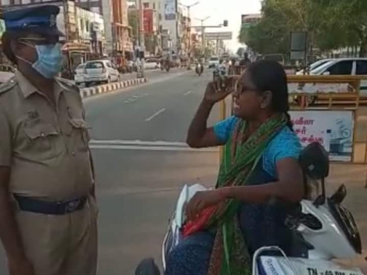 women in thanjavur threatening police man and says i cant wear mask ”நானும் ரவுடிதான் என்ன செய்ய முடியும் உன்னால” - மாஸ்க் போடுமாறு சொன்ன காவலரை மிரட்டிய பெண்..