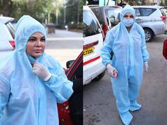 राखी तेरे रंग हज़ार: दो दिन पहले शॉर्ट्स में खरीद रही थीं सब्ज़ियां, आज PPE किट पहने इस अंदाज़ में दिखीं Rakhi Sawant