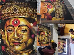 In Pics | आयलो पायाशी आई तुझे...., रांगोळीतून साकारलं एकविरा आईचं देखणं रुप