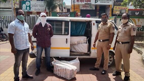 Crime : संगमनेरमध्ये रुग्णवाहिकेतून चक्क दारू तस्करी, 23 हजारांची देशी दारू आणि रुग्णवाहिका जप्त