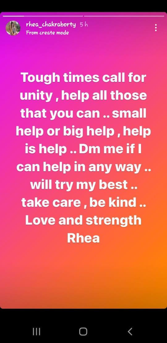 Rhea Chakraborty Opens Instagram DMs To Help People Amid COVID-19 Crisis, Says 'Tough Times Call For Unity