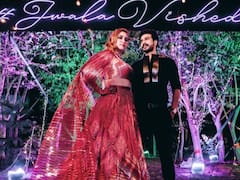 PICS: Newly Married Jwala Gutta Sizzles In Sequined Lehenga With Hubby Vishnu Vishal At Wedding Reception