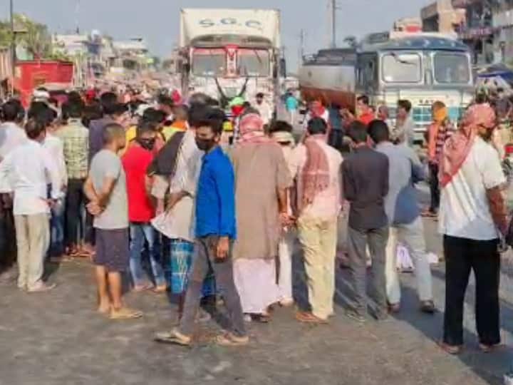 road jaam in raghopur of supaul after road accident ann सुपौल के राघोपुर में सड़क हादसा, अधेड़ की मौत के बाद 2 घंटे तक सड़क जाम कर किया हंगामा