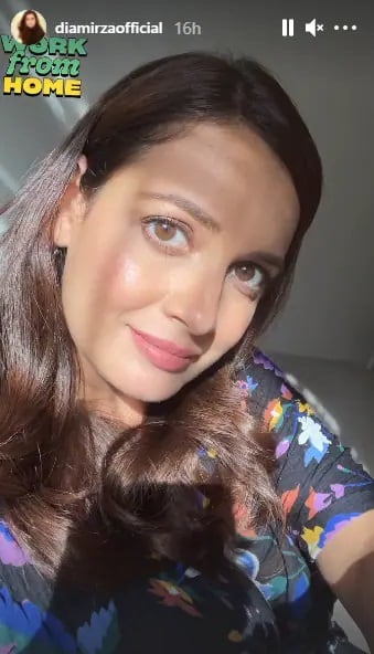 गरोदरपणात असं सुरुये दिया मिर्झाचं 'वर्क फ्रॉम होम'; Photo पोस्ट करत दिली माहिती