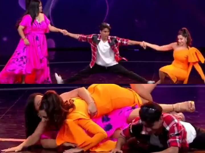 Bharti Singh Nora Fathehi funny dance video on dance deewane 3 Funny Video: कंटेस्टेंट के साथ डांस करने को लेकर नोरा फतेही-भारती सिंह में हुई खींचतान, एक-दूसरे के ऊपर गिरे