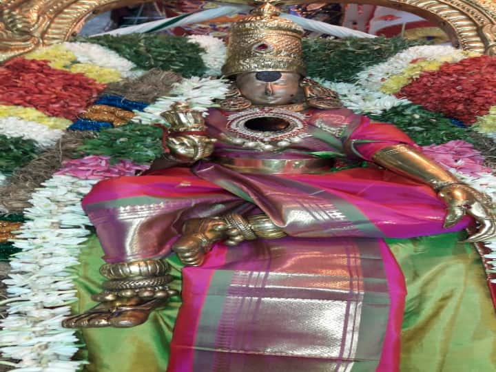 பட்டுடுத்தி தெய்வீக கோலத்தில் பக்தர்களுக்கு அருள்பாலிக்கும் அம்மன்