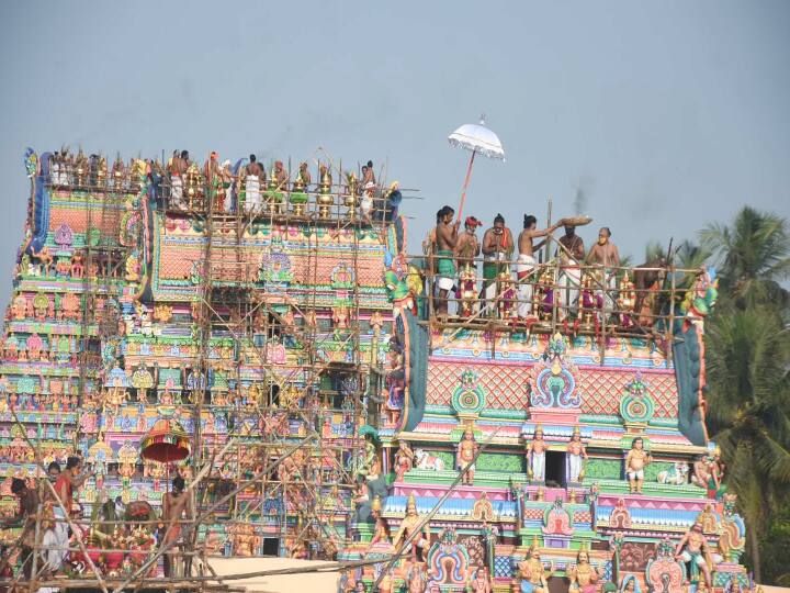 கும்பாபிஷேகம் நிறைவு பெற்ற பின்பாக கோபுரங்களுக்கு பூஜைகள் நடத்தப்பட்டது