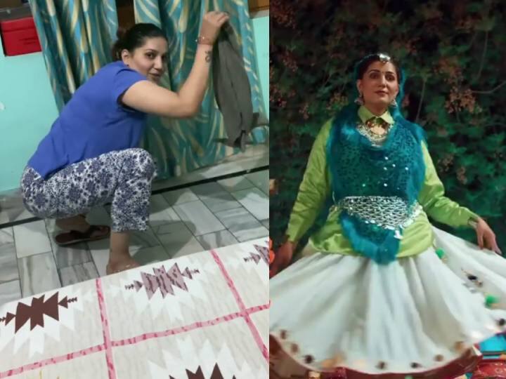 Sapna Choudhary sweeping video on gungharoo song 'घुंघरू' सॉन्ग सुनते हुए घर में पोछा लगाती दिखीं सपना चौधरी, देसी क्वीन ने शेयर किया ये मजेदार वीडियो