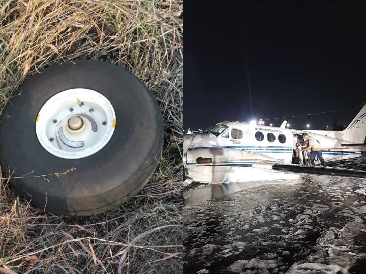 Hyderabad-Bound air ambulance with five onboard safely lands at Mumbai Airport After break nose Wheel नागपुर में टेकऑफ करते ही चार्टर्ड विमान से अलग हुआ पहिया, मुंबई एयरपोर्ट पर कराई गई इमरजेंसी लैंडिंग