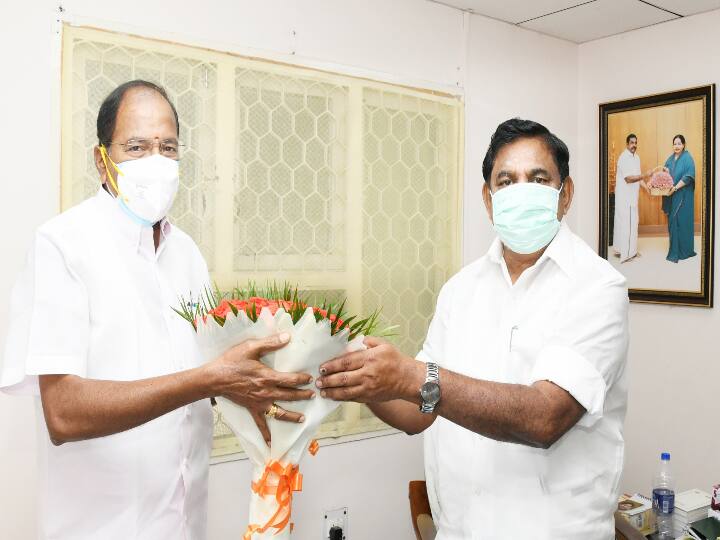 முன்னாள் அமைச்சர் தங்கமணி அதிமுகவின் இணை ஒருங்கிணைப்பாளர் எடப்பாடியை சந்தித்து வாழ்த்துப்பெற்றார்