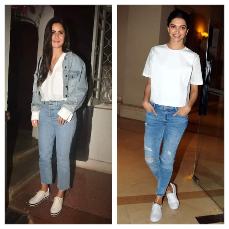 Katrina Kaif से Deepika Padukone तक, इन हसीनाओं से सीखें ब्लू जींस और सफेद शर्ट को स्टाइल से पहनने का तरीका