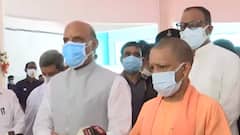 Rajnath Singh arrives in Lucknow to visit DRDO Hospital with CM Yogi