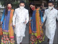 Eid-ul-Fitr 2021: Gauahar Khan Steps Out In Designer Multi-Coloured Printed Sharara, Zaid Darbar Complements Her In White