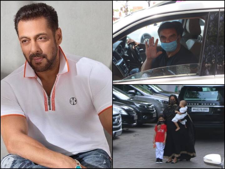 Bollywood superstar Salman Khan's family members including his brother Sohail Khan and sister Arpita Khan Sharma were spotted outside his house in Mumbai. They posed happily for the paparazzi before entering the premises of Galaxy Apartment for the Eid-ul-Fitr 2021 celebrations.