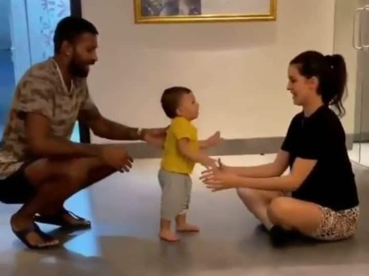 Hardik Pandya And Natasa Stankovic Son Agastya Pandya Taking First Steps Learning How To Walk WATCH | Hardik Pandya And Natasa Stankovic’s Son Agastya Taking First Steps, Fans Shower Love