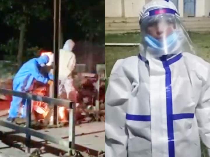 After the death of the corona infected husband in darbhanga Wife gave the fire and do Funerals ann कोरोना संक्रमित पति की मौत के बाद रिश्तेदारों ने फेरा मुंह, पत्नी ने खुद PPE किट पहनकर दी मुखाग्नि