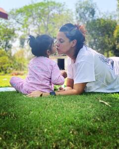 PICS: Neha Dhupia's Daughter Mehr Turns Two-And-A-Half Years Old, Actress Celebrates With Yummy Chocolate Cake