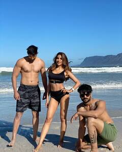 Khatron Ke Khiladi 11's Nikki Tamboli Flaunts Toned Body In Swimwear As She Poses With 'Desi Boys' Vishal Aditya Singh, Varun Sood