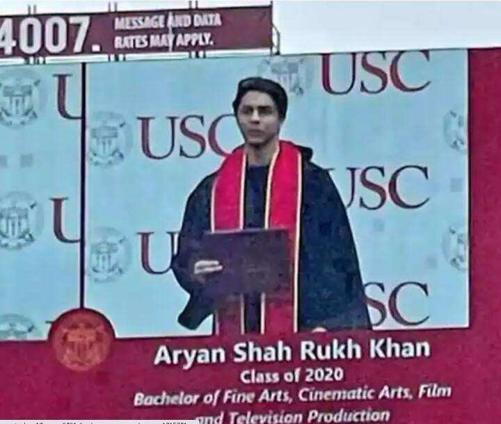 आर्यनचा एक फोटो सध्या व्हायरल होत असून आर्यनच्या या फोटोंवरुन शाहरुखचं म्हणणं खरं असल्याचं कळतंय. आर्यनने बॅचलर ऑफ फाइन आर्ट्स, सिनेमेटिक आर्ट्स, फिल्म अॅन्ड टेलिव्हिजन प्रोडक्शनमध्ये पदवी मिळवली आहे. (Photo Credit : @___aryan___/Instagram)