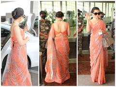 SPOTTED: कोरोना को मात देने के बाद आज एयरपोर्ट पर नज़र आईं Kangana Ranaut, साड़ी लुक में दिखा रॉयल अवतार, देखें तस्वीरें