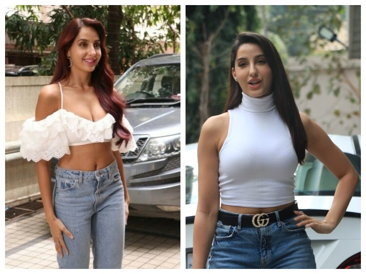 Nora Fatehi pairs ₹4 lakh bag with chic white crop top and denims, see pics