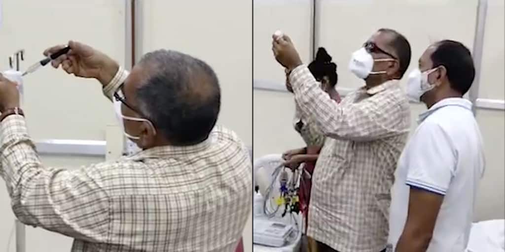 Five pass Gujarat MLA uses syringe to deliver remdesivir through drip of Covid patient Gujarat MLA on Remdesivir: রোগীকে রেমডেসিভির ইঞ্জেকশন দিচ্ছেন পঞ্চম শ্রেণি পাশ বিজেপি বিধায়ক! ভাইরাল ভিডিও
