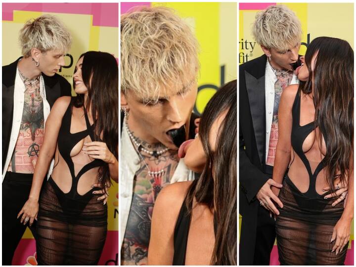 Billboard Music Awards 2021 Megan Fox Kisses Machine Gun Kelly S Black Tongue In Ultra Revealing Cutout Gown On Red Carpet Newsboys24