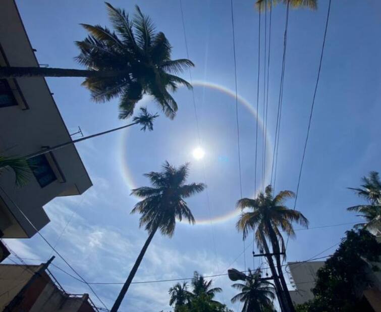 Bengaluru witness Sun's halo, know how the Sun Halo is form बंगळुरुत सूर्याभोवत सतरंगी कडं,  Sun Halo म्हणजे काय? ही घटना कधी घडते?