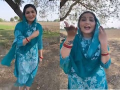 घर का ड्रॉइंग रूम छोड़ अब खेतों में डांस करती दिखीं Sapna Choudhary, नीला सूट पहन  ढा दिया कहर