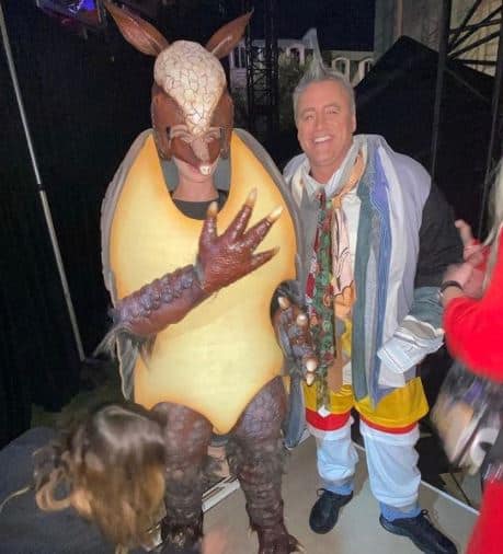 Cara also wore the holiday armadillo costume from the season 7 episode 