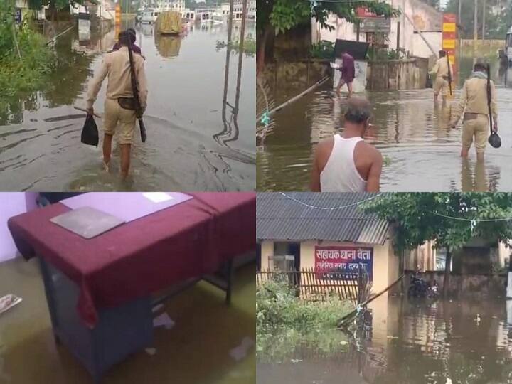 Bihar: Police station and post office transformed into 'pond' darbhanga, workers forced to move in knee-deep water ann बिहार: 'तालाब' में तब्दील हुआ थाना और डाकघर, घुटने भर पानी में आने-जाने को मजबूर कर्मचारी