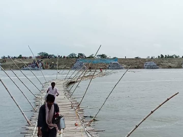 Live Video bridge overflowed into the river in sitamadhi of bihar many people jump in bagmati ann Live Video: बिहार के सीतामढ़ी में देखते-देखते तेज धार में बह गया चचरी का पुल, बागमती में कूदे लोग