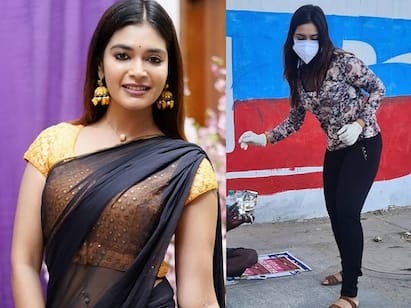 cook with comali fame actress dharsha gupta help helpless people Dharsha gupta | தனி வீடு.. இலவச உணவு.. குக் வித் கோமாளி தர்ஷா குப்தாவின் லாக்டவுன் உதவி!
