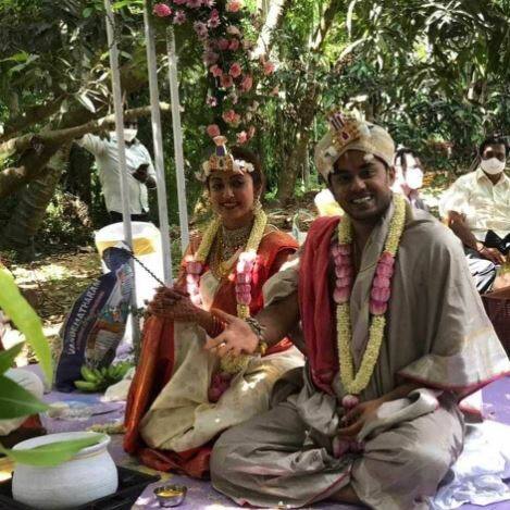 Pranitha and Nitin Raju’s wedding photos are being shared by the couple’s friends online. [pic credit: Twitter/ BARaju's Team]