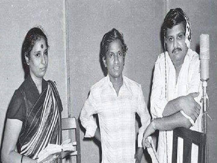 பாடல் பதிவின் போது ஜானகி, எஸ்பிபி யுடன் இளையராஜா