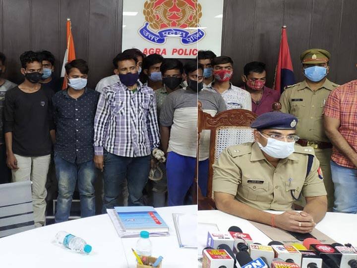 Police busted duplicate mobil oil factory in agra 12 arrested आगरा: नकली मोबिल ऑयल बनाने की फैक्ट्री का भंडाफोड़, 12 आरोपी गिरफ्तार