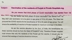 Breaking News : पंजाब सरकार ने निजी अस्पतालों को वैक्सीन देने का फैसला वापस लिया