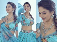 PHOTO : 'धकधक गर्ल'चा रॉयल अंदाज; निळ्या लेहेंग्यामध्ये खुललं माधुरीचं सौंदर्य!